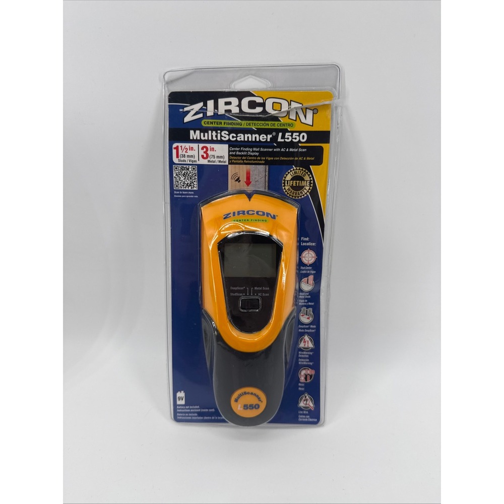 Zircon MultiScanner L550 Center Finding Wall Scanner with AC Metal Scan Backlit
